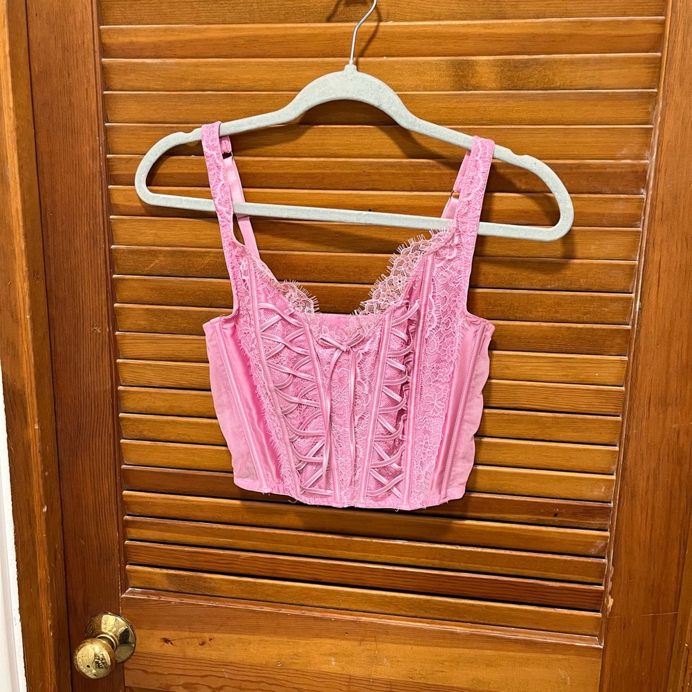Victoria's Secret Pink Lace Corset Crop Top